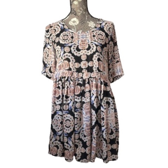 Passion Fusion Women's Small Multitone Bohemian Short Sleeves Mini Dress/Tunic - Picture 1 of 15